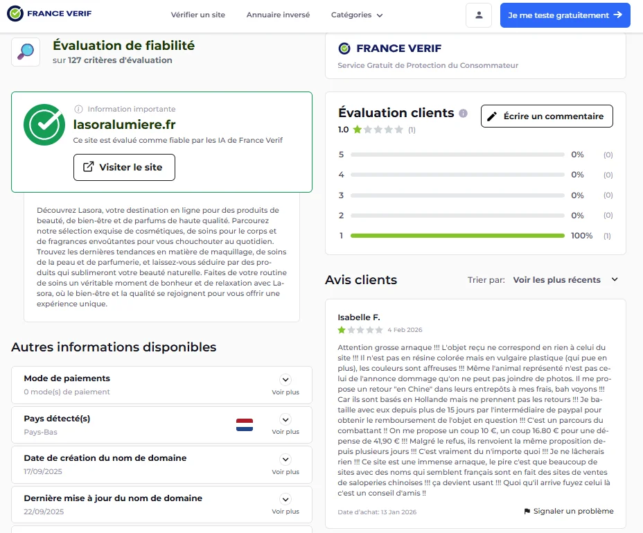 Quels sont les avis sur la fiabilité des produits de Lasora lumière ?